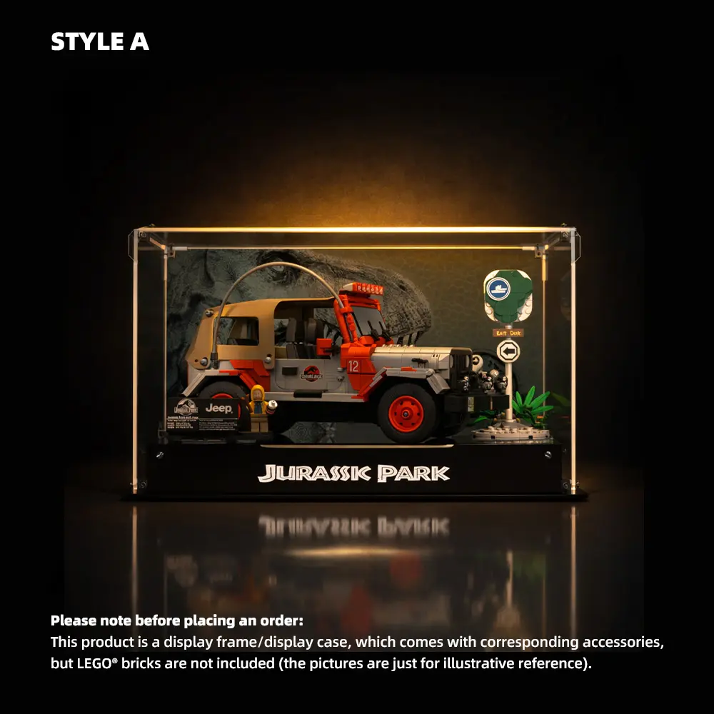 Acrylic Display Case for LEGO® Jurassic Park Jeep Wrangler (77984)