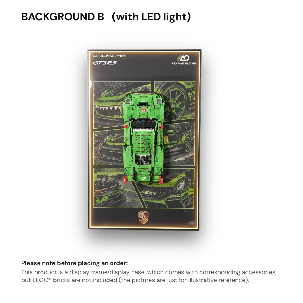 Wall Display Frame for LEGO® Porsche 911 GT3 R REXY AO Racing Car (42224) - Image 3
